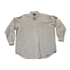 Ralph Lauren Men's Blake Blue Beige Plaid Button Long Sleeve Dress Shirt XL